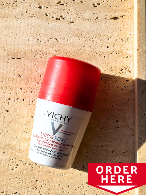 vichy Anti-Transpirant 48H Roll-On Deodorant 4 Sensitive Skin. Anti-White & Yellowish Spots | Without Alcohol | Dry-Touch 50mL Deo