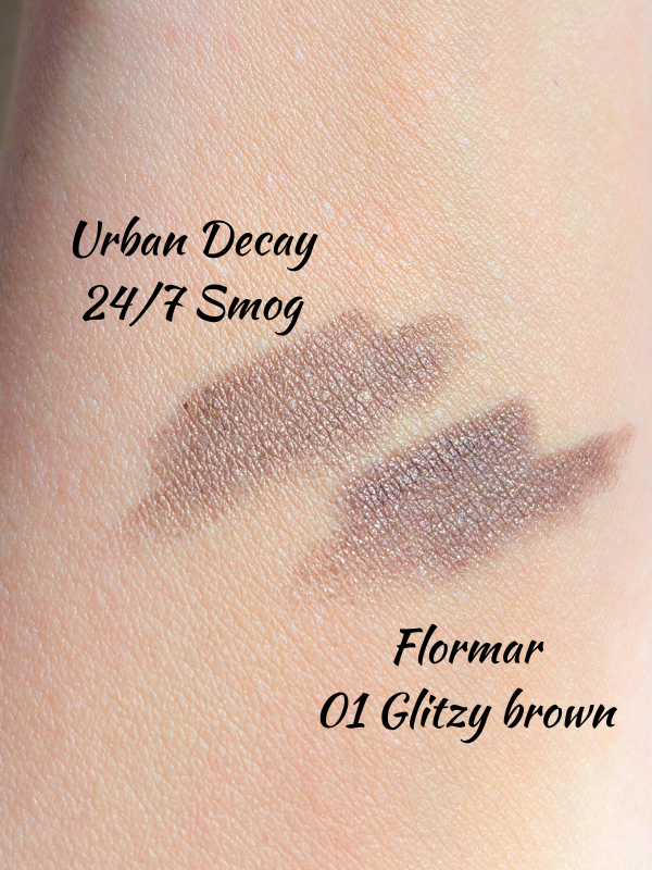urban decay 24/7 glide on pencil swatch in smog flormar glitzy brown swatch
