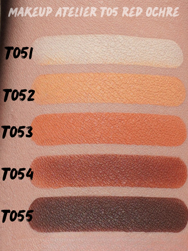 makeup atelier t05 red ochre eyeshadow palette swatches