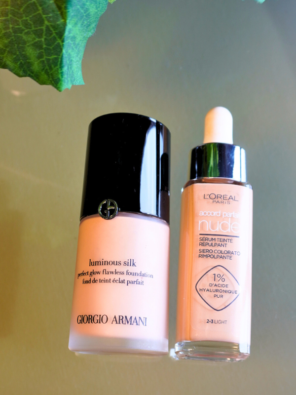 Armani luminous silk dupe loreal true match nude hyaluronic tinted serum
