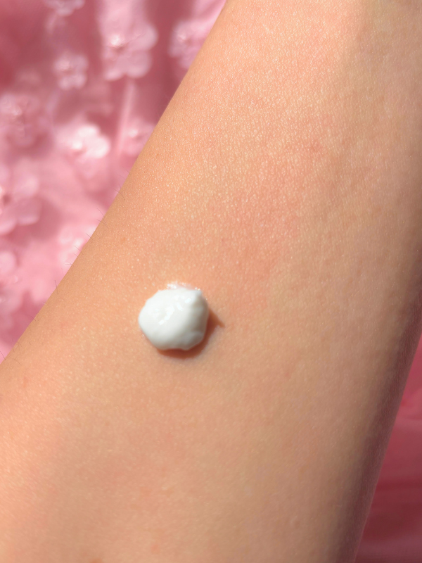 acure incredibly clear mattifying moisturizer swatched on hand for consistency
